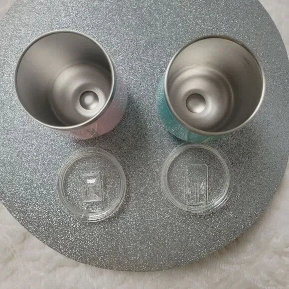 Corkcicle Classic Stemless Wine Tumbler Lid Set of 2 Turquoise Rose Quartz 12 Oz - Picture 7 of 11